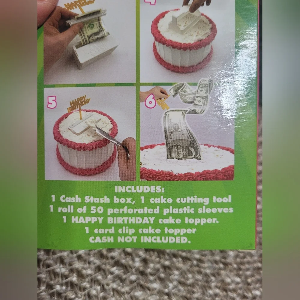 Best Party Cash Stash Cake Surprise, Happy Birthday Topper, 2 inch Money Holder